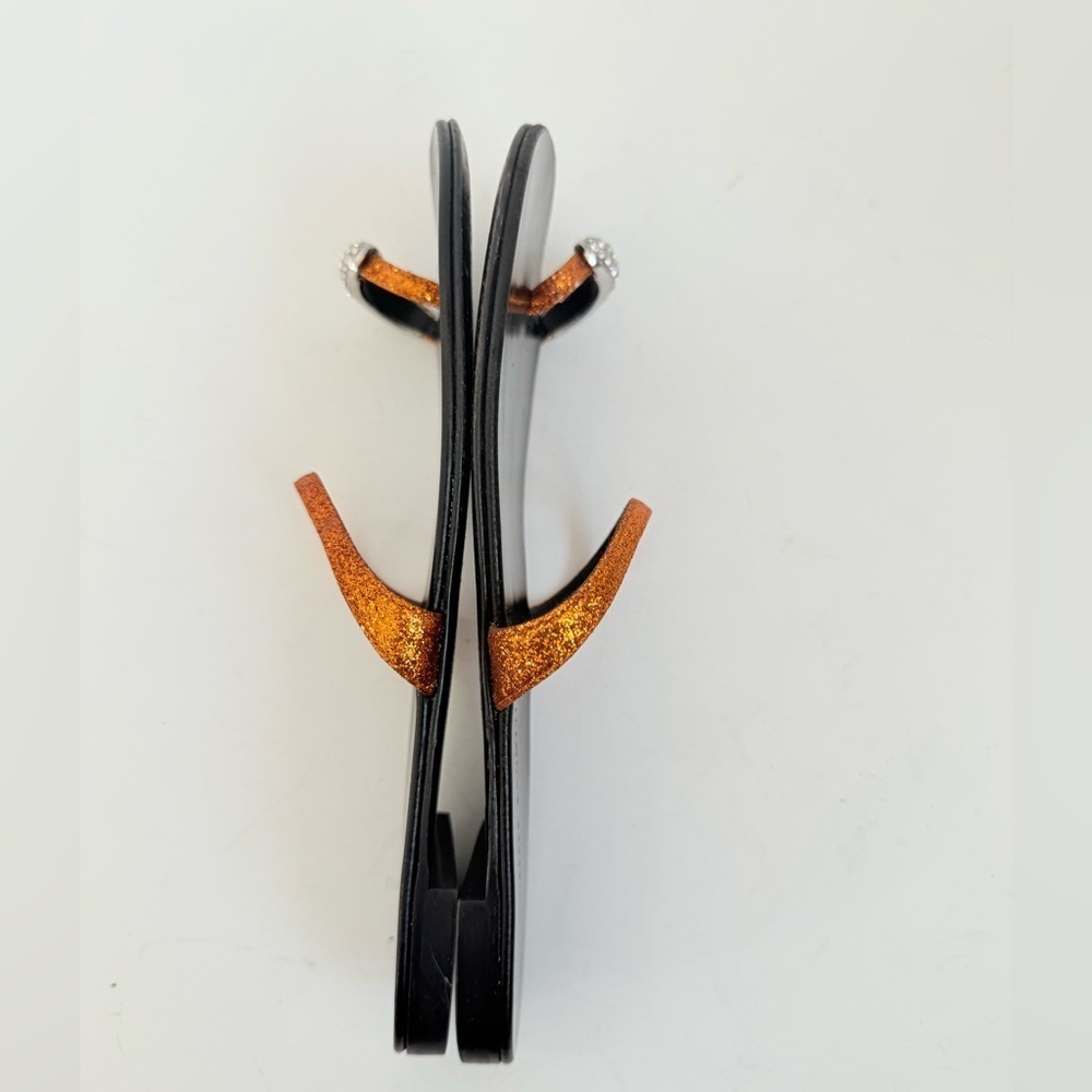 Giuseppe Zanotti  Orange Glitter Leather stone embellished Toe Ring Sandals 38.5 - Picture 5 of 10